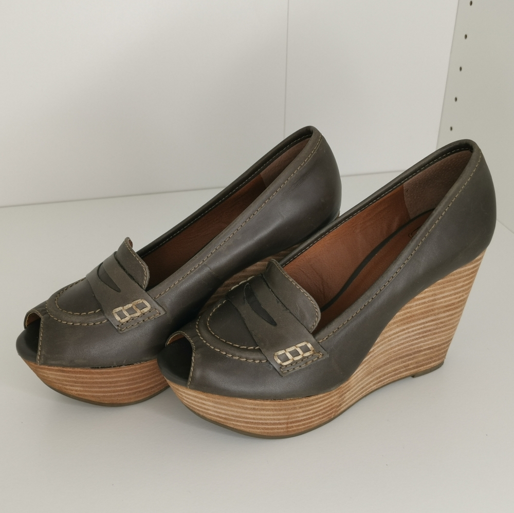 Lucky Brand Lk Laila peep toe loafer wedges